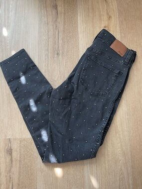 Madewell Black Skinny Jeans with Gold Studs